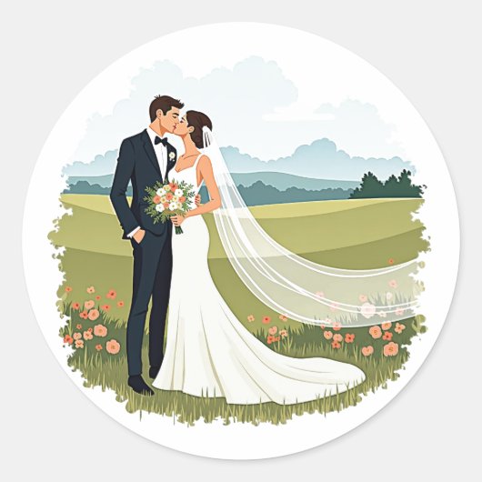 Romantische Wedding Kiss Sticker (Vorderseite)
