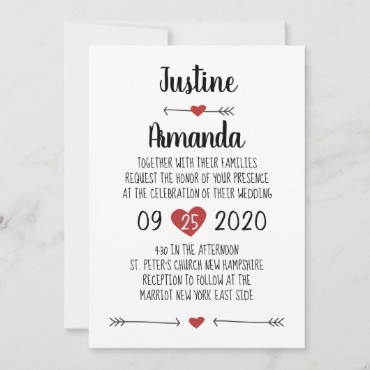 ROMANTISCHE WEDING INVITATION CARD EINLADUNG (Vorderseite)