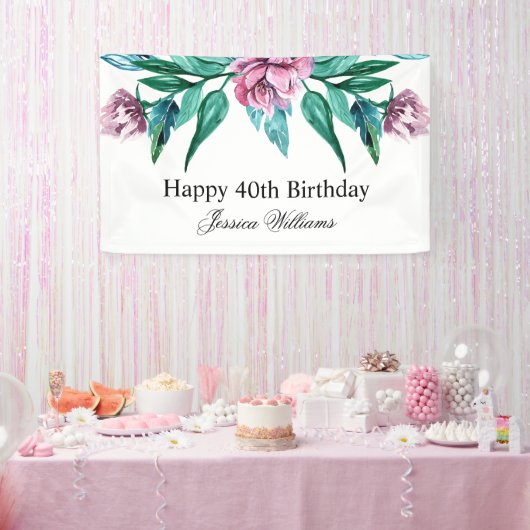 Romantische Weibchenblüte 40. Geburtstag Banner (Party)