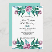 Romantische Weibchenblüte 40. Geburtstag Einladung (Vorne/Hinten)