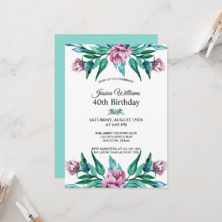 Romantische Weibchenblüte 40. Geburtstag Einladung