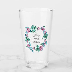 Romantische Weibchenblüte 40. Geburtstag Glas