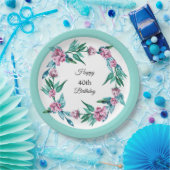 Romantische Weibchenblüte 40. Geburtstag Pappteller (Party)