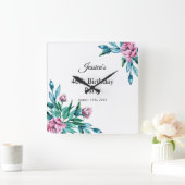 Romantische Weibchenblüte 40. Geburtstag Quadratische Wanduhr (Zuhause)