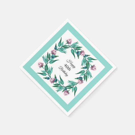 Romantische Weibchenblüte 40. Geburtstag Serviette (Ecke)