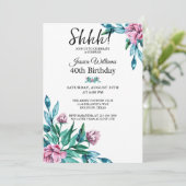 Romantische Weibchenblüte 40. Überraschung Geburts Einladung (Stehend Vorderseite)