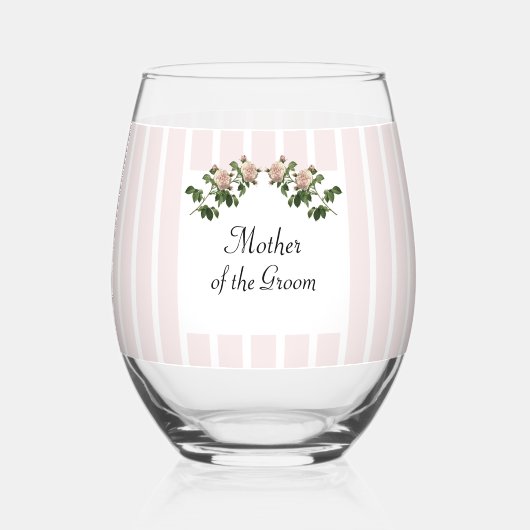 Romantische weich rosa Mutter der Groomehe Weinglas Ohne Stiel (Vorderseite)