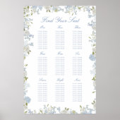 Romantische weiche blaue Blumenlattenkarte Poster (Vorne)