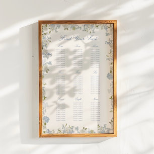 Romantische weiche blaue Blumenlattenkarte Poster