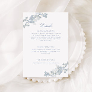 Romantische weiche blaue Vintage-Blumen-Hochzeitsd Begleitkarte