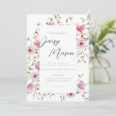 Romantische weiche Blütenblüte Rosa Wasserfarbenho Einladung (Stehend Vorderseite)