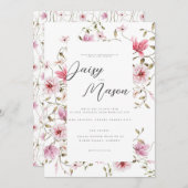 Romantische weiche Blütenblüte Rosa Wasserfarbenho Einladung (Vorne/Hinten)