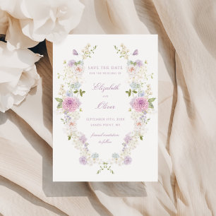 Romantische weiche Pastell-Blumenhochzeit Save The Date