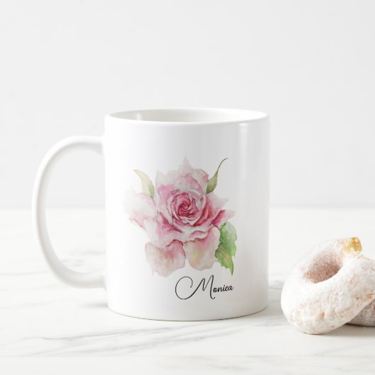 Romantische weiche rosa Blume Kaffeetasse (Mit Donut)