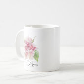 Romantische weiche rosa Blume Kaffeetasse (Vorderseite Links)
