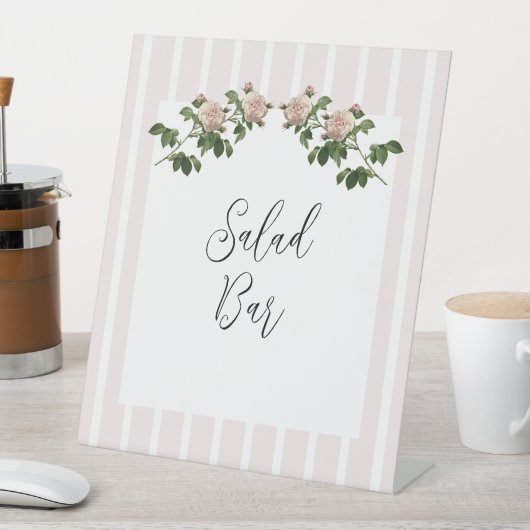 Romantische weiche rosa Hochzeitssalat-Bar Sockelschild (In Situ)