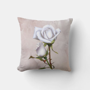 Romantische weiche weiße Rosen Elegante florale Gl Kissen