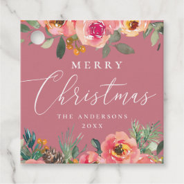 Romantische Weihnachtsfeiertage in Rosa Rosa Geschenkanhänger