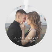 Romantische Weihnachtsschmuck mit 2 Fotos Ornament (Rückseite)