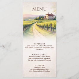 Romantische Weinberg-Rustikale Hochzeit Menükarte