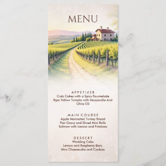 Romantische Weinberg-Rustikale Hochzeit Menükarte