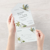 Romantische Weinberge Minimaler Garten Grün Blau All In One Einladung (Abreißen)