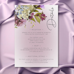 Romantische Weiß und Lila Blumen Moderne Details Begleitkarte