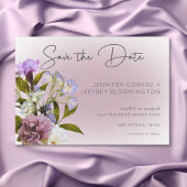 Romantische Weiß und Lila Blumen Moderne Hochzeit Save The Date