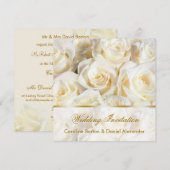 Romantische Weißcreme-Rose Einladung Hochzeit (Vorne/Hinten)