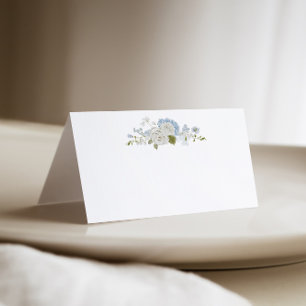 Romantische weiße blaue Hochzeit Platzkarte