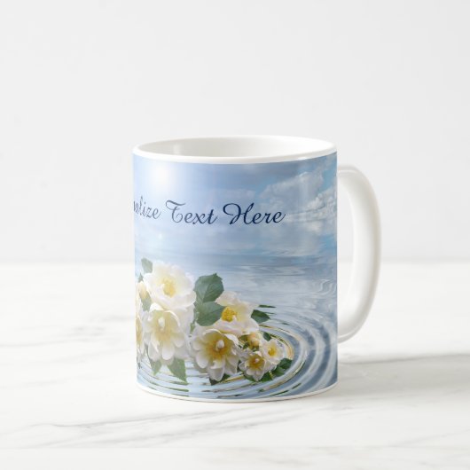 Romantische Weiße Blume auf dem Ozean für Sie Kaffeetasse (VorderseiteRechts)