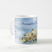 Romantische Weiße Blume auf dem Ozean für Sie Kaffeetasse (Vorderseite Links)
