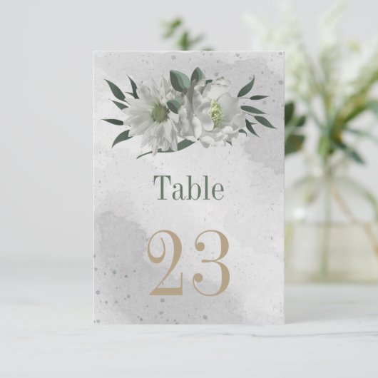 romantische weiße Blume botanische Tischnummer (Stehend Vorderseite)