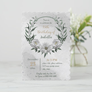 romantische weiße Blume botanischer Geburtstag Einladung