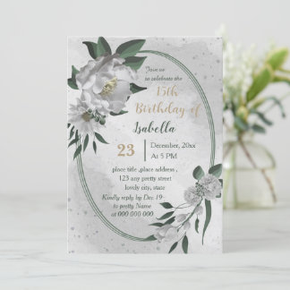 romantische weiße Blume botanischer Geburtstag Einladung