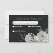 Romantische weiße Blume grün botanisches Schwarz RSVP Karte (Vorderseite)