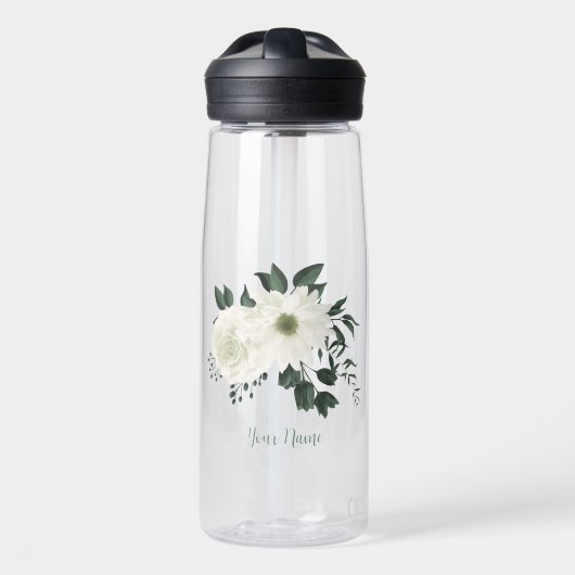 romantische weiße Blume im Grünen Trinkflasche (Vorne)