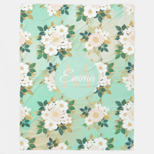 Romantische weiße Blume Mini-Aquarelldesign Fleecedecke