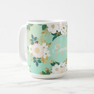 Romantische weiße Blume Mini-Aquarelldesign Kaffeetasse