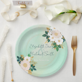 Romantische weiße Blume Mini-Aquarelldesign Pappteller