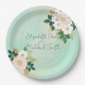 Romantische weiße Blume Mini-Aquarelldesign Pappteller (Vorderseite)