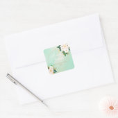 Romantische weiße Blume Mini-Aquarelldesign Quadratischer Aufkleber (Umschlag)