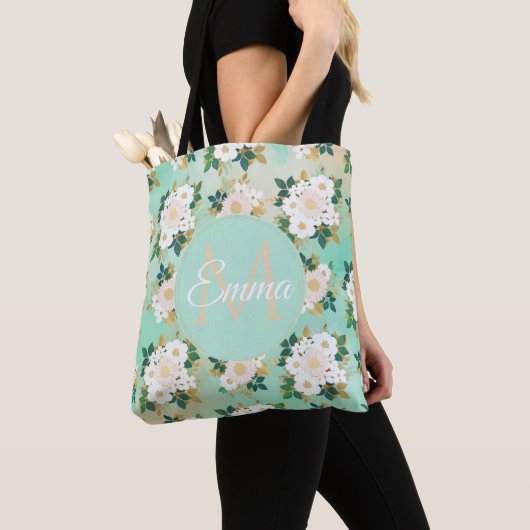 Romantische weiße Blume Mini-Aquarelldesign Tasche (Von Nahem)