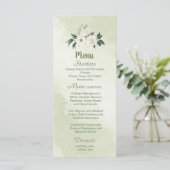 romantische weiße Blume mit grünen Blätter Menükarte (Stehend Vorderseite)