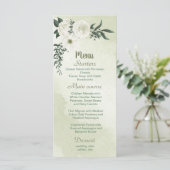 romantische weiße Blume mit grünen Blätter Menükarte (Stehend Vorderseite)