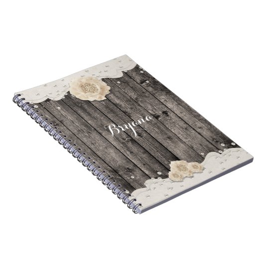 Romantische Weiße Blume & Perlen Rustikale Hochzei Notizblock (Rechte Seite)