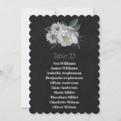 Romantische weiße Blume Schwarze Sitzkarte Einladung (Vorderseite)