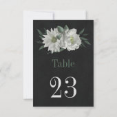 Romantische weiße Blume schwarze Tischnummer (Rückseite)