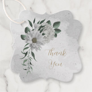 Romantische weiße Blume und grüne Blätter Geschenkanhänger