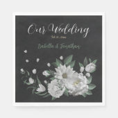 Romantische weiße Blume und grüne Blätter Serviette (Vorderseite)